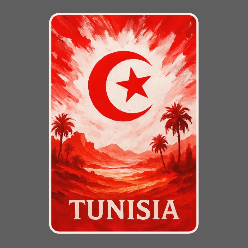 Tunisie Désert Art avec drapeau