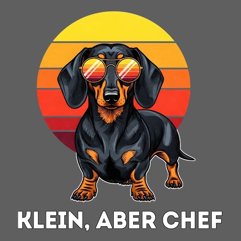 Dackel Klein aber Chef Retro Spruch Design