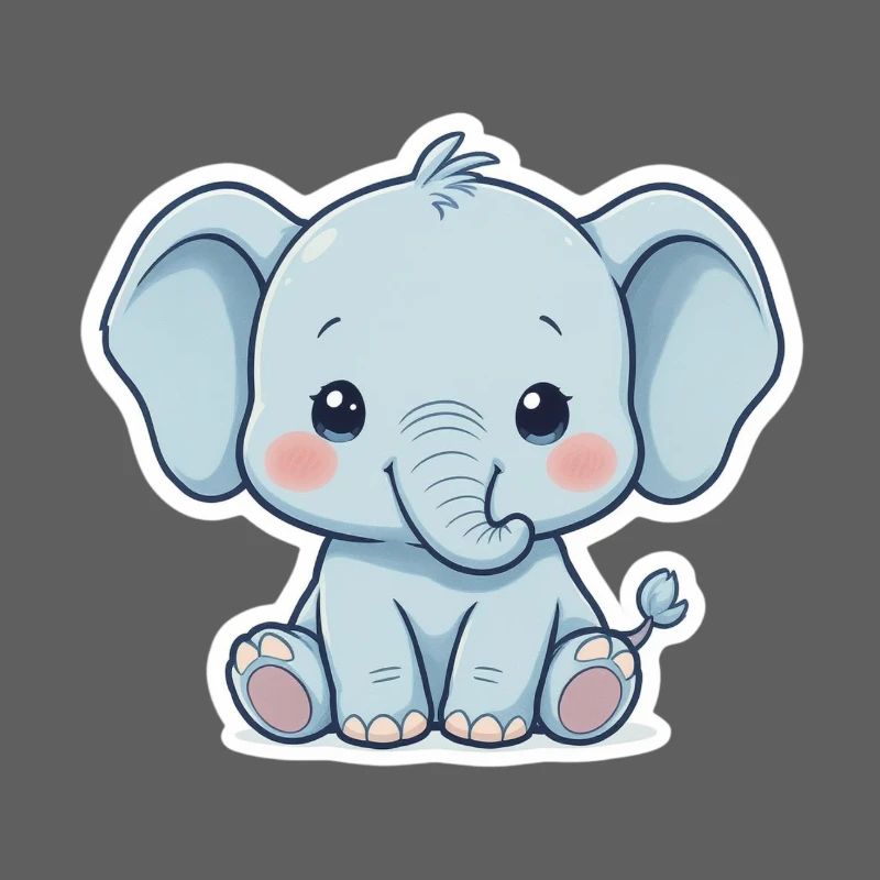 Autocollant éléphant bébé bleu