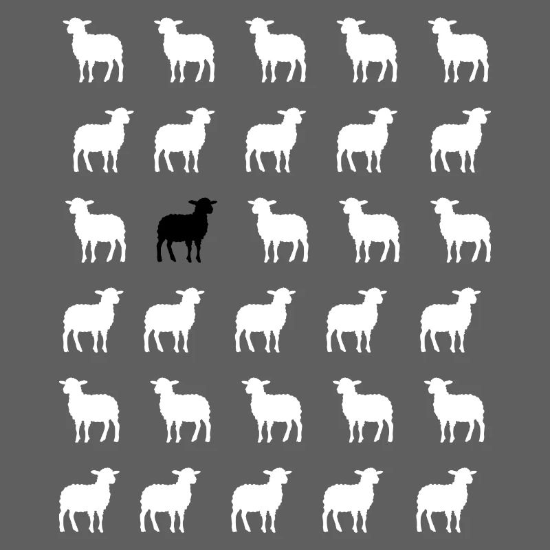 Moutons blancs et noir 