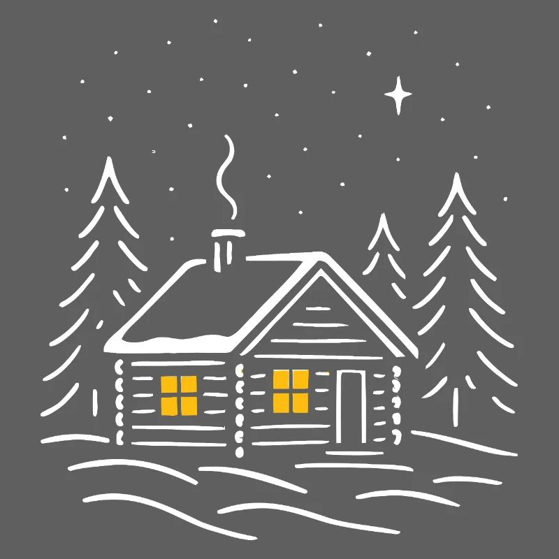 Cabane enneigée au clair des étoiles