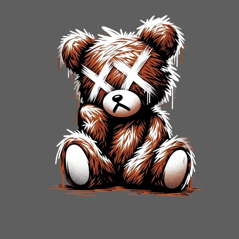 Broken Sad Teddy Graffiti Art
