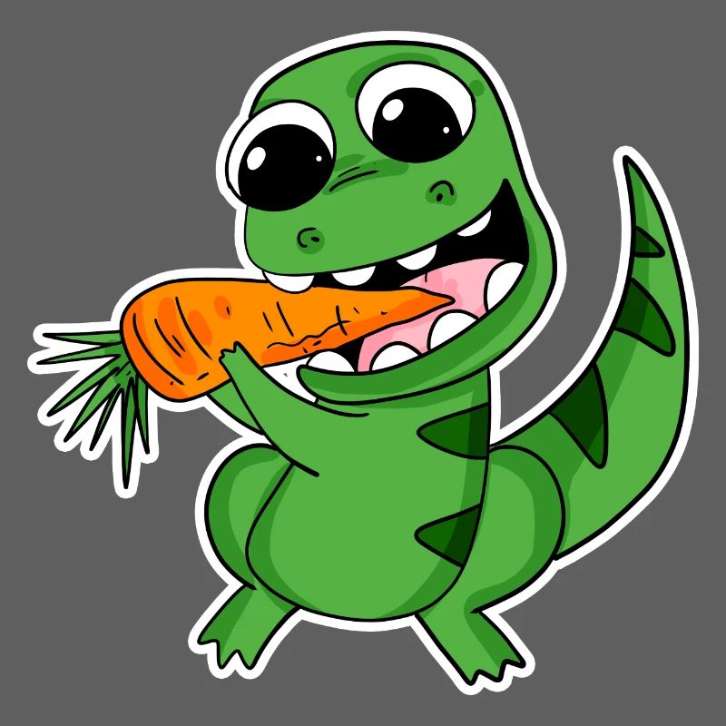 Dino eats carrot