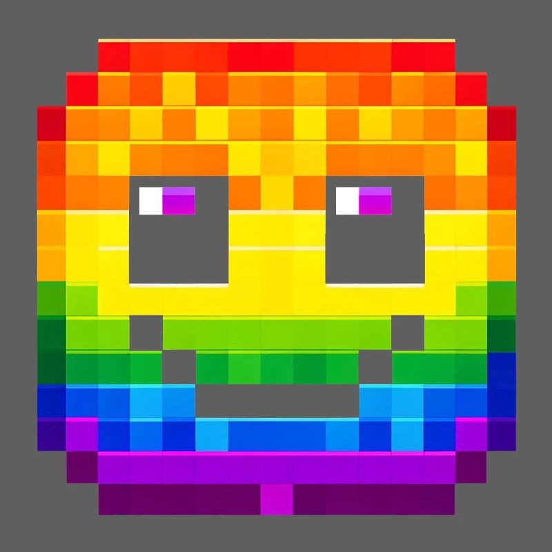 Pixelated Rainbow Smile Face