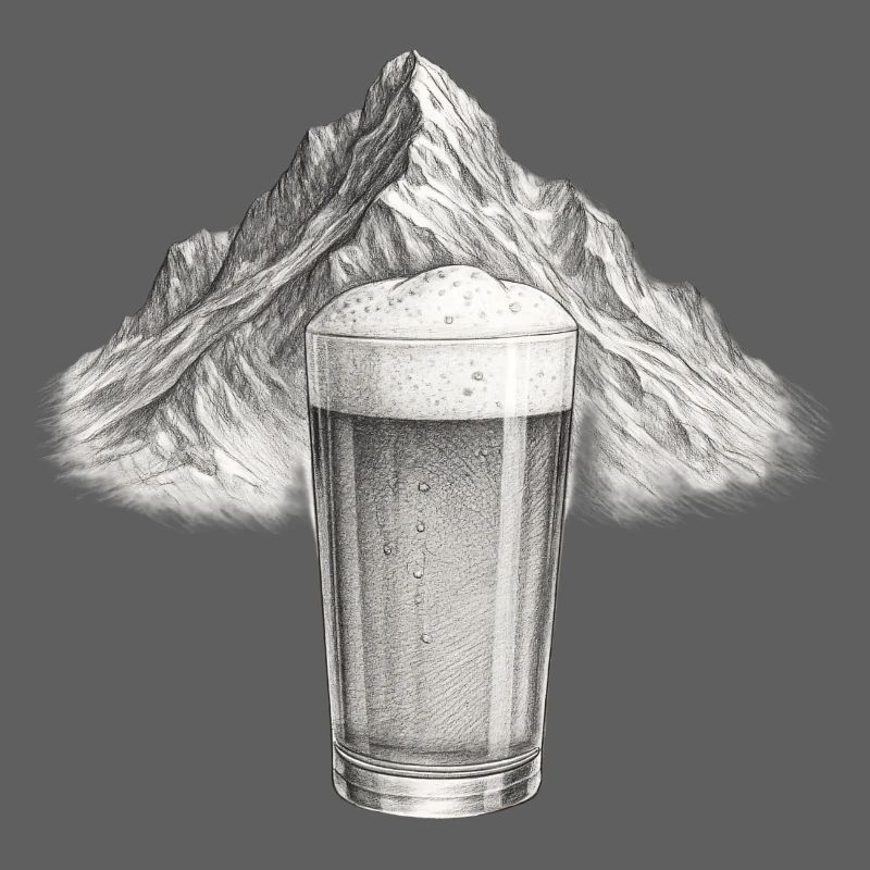 Bergblick mit Bierglas