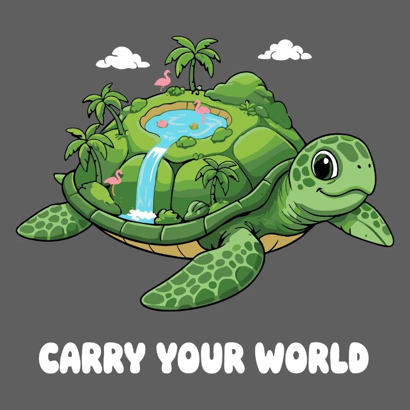 Insel-Schildkröte mit Wasserfall
