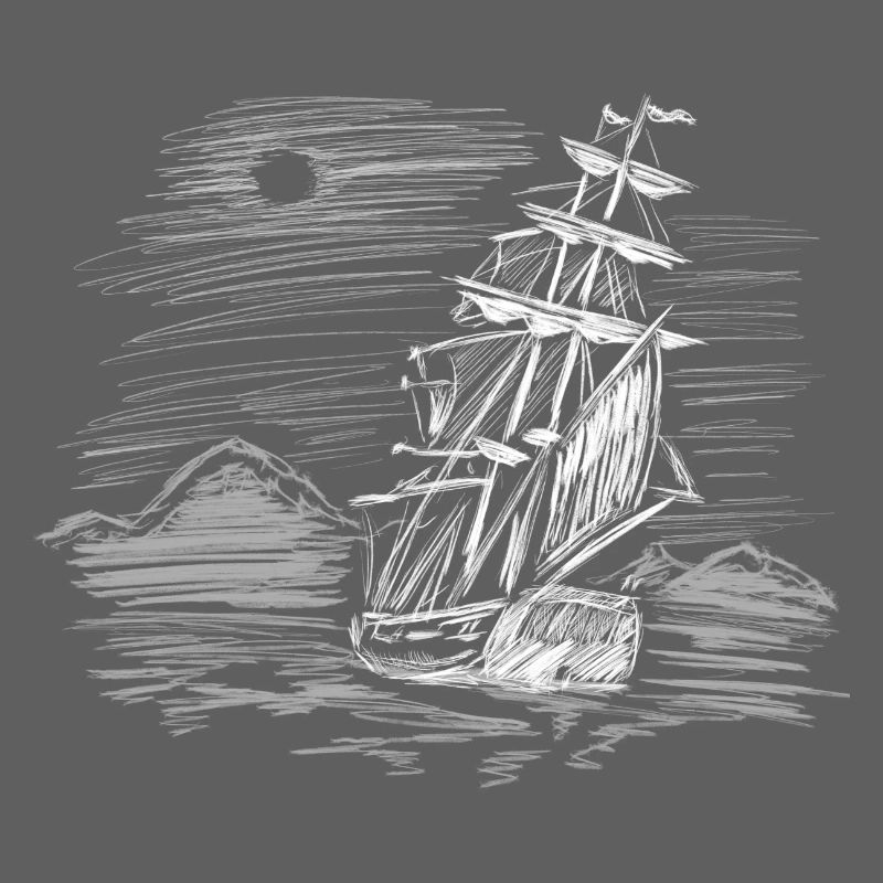 Sailing ship on course