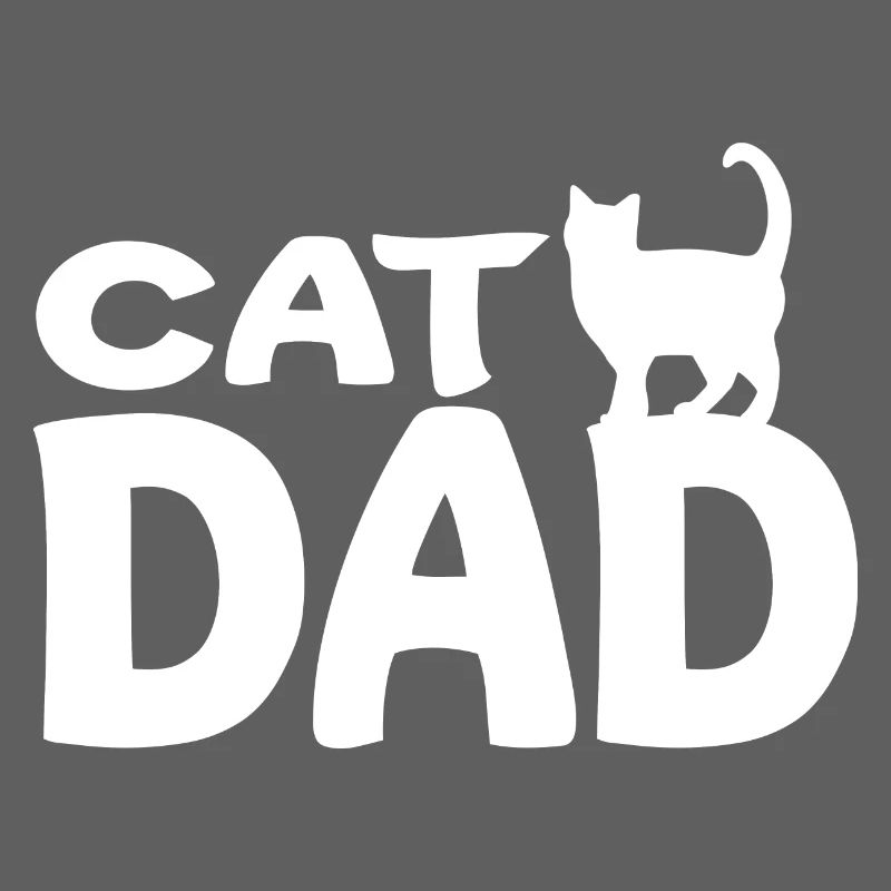 Daddy Cat Silhouette White