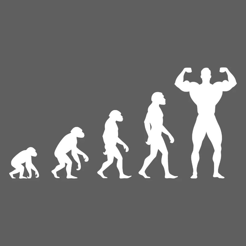 Evolution from prehistoric man to muscleman