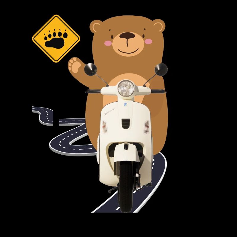 Ours brun cyclomoteur