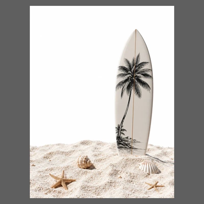 Planche de surf dans le sable