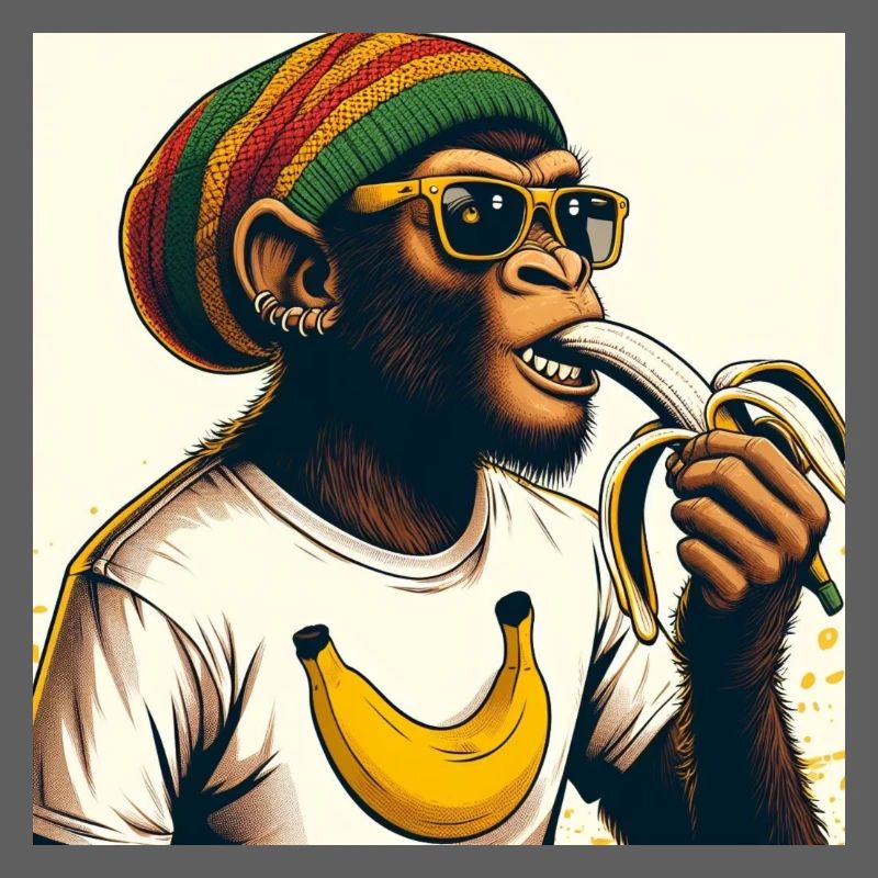 Cooler Affe isst Banane