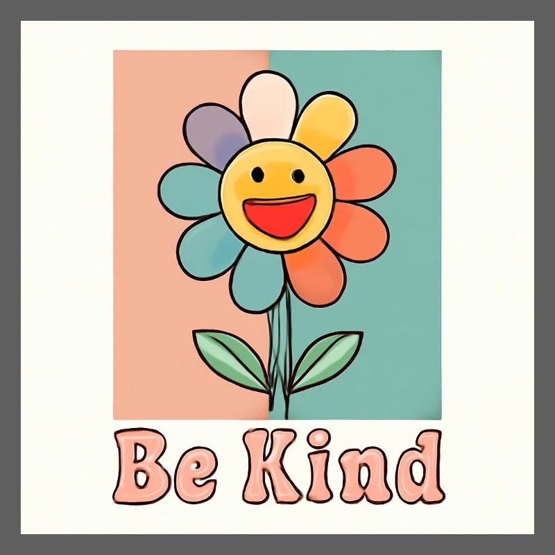 Be Kind - Fleur souriante colorée avec message positif
