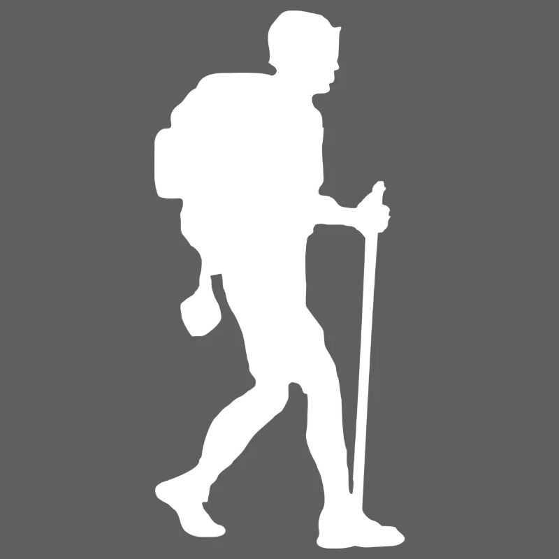 Hiker backpacker white