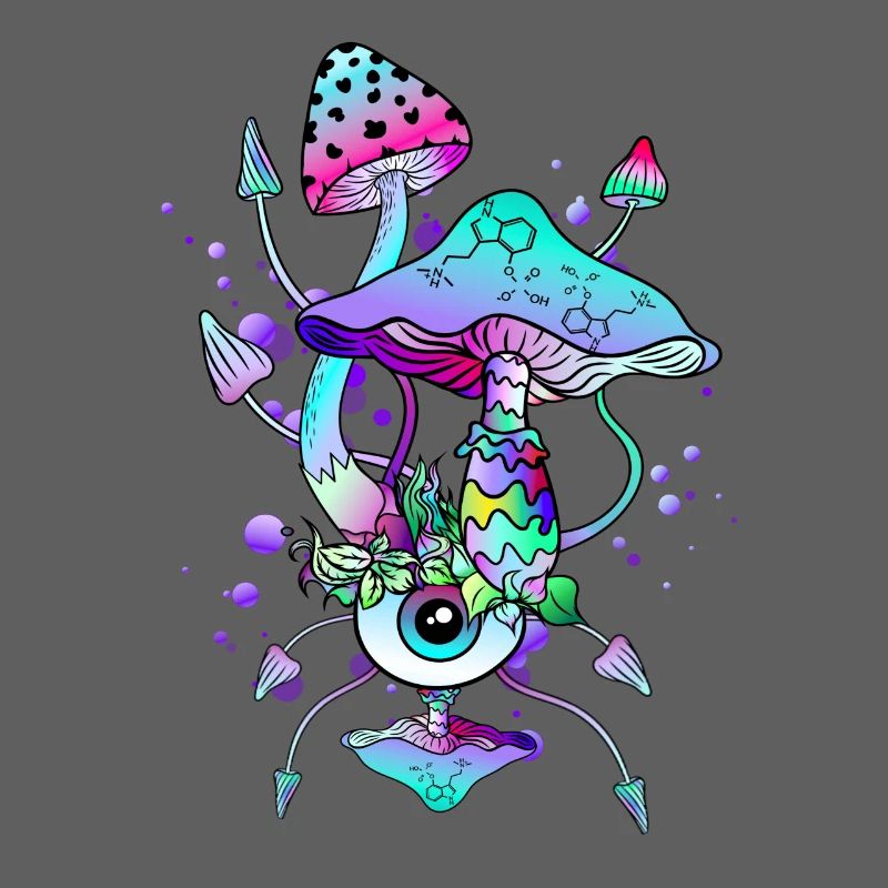 Trippy Neon Psychedelic Mushrooms