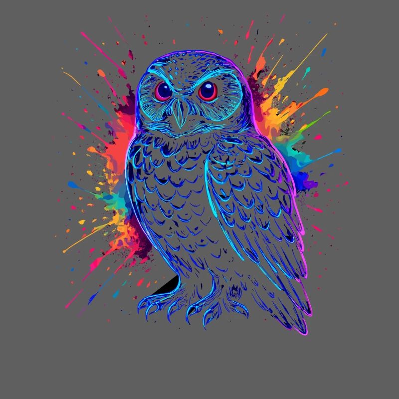 Neon Eule Farb-Splash Kunst Shirt