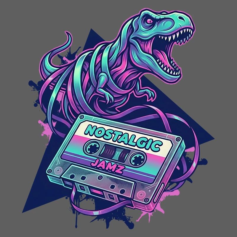 Dinosaur Nostalgic Neon Cassette 80s/90s