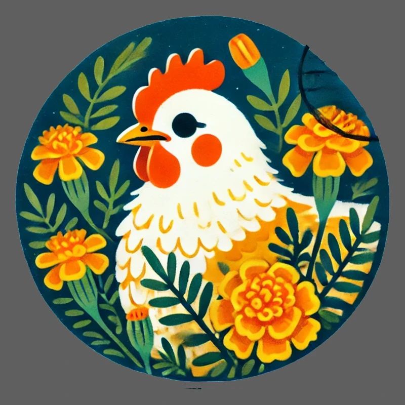 Sonnenhühner zwischen kräftigen Blumen