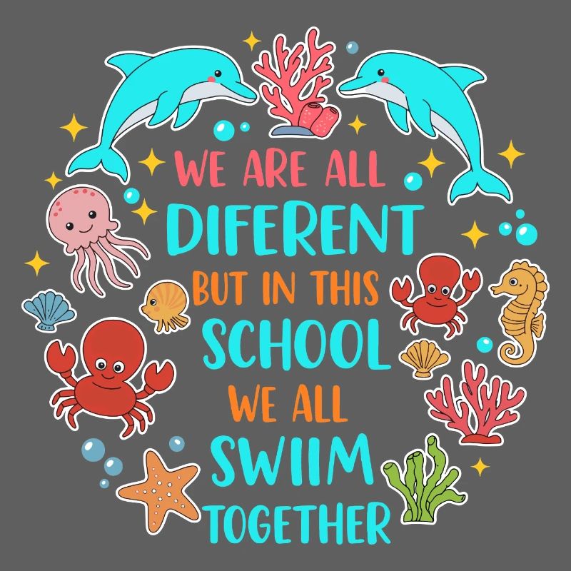 Dans cette école, nous nageons ensemble Schule Spruch