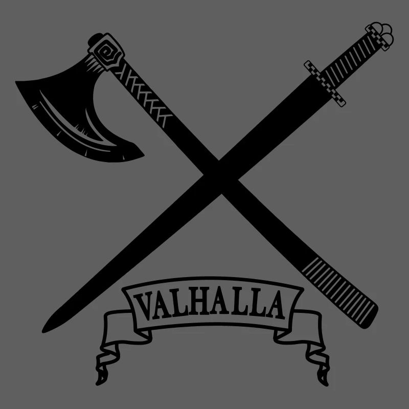 Walhalla mit Axt und Schwert
