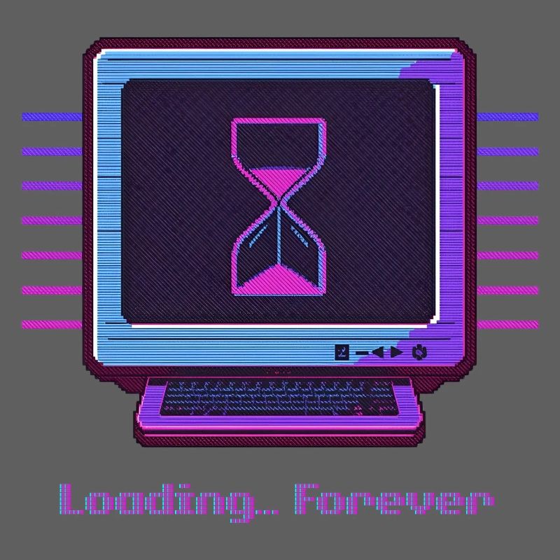 Chargement permanent du design néon rétro du PC