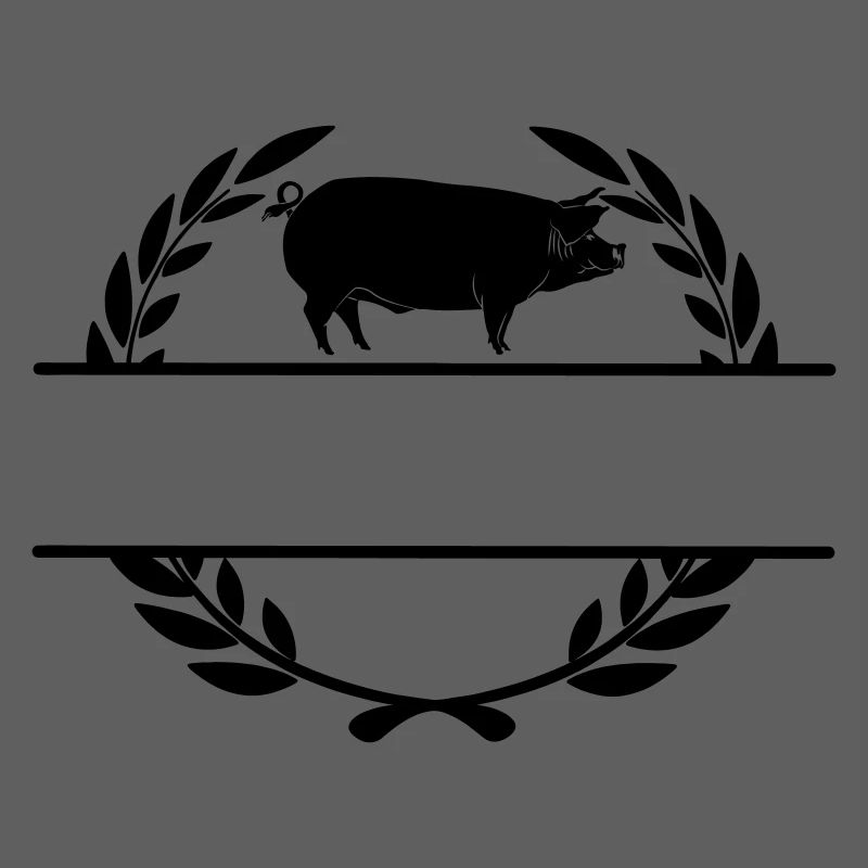 Cochon logo dans une couronne de laurier