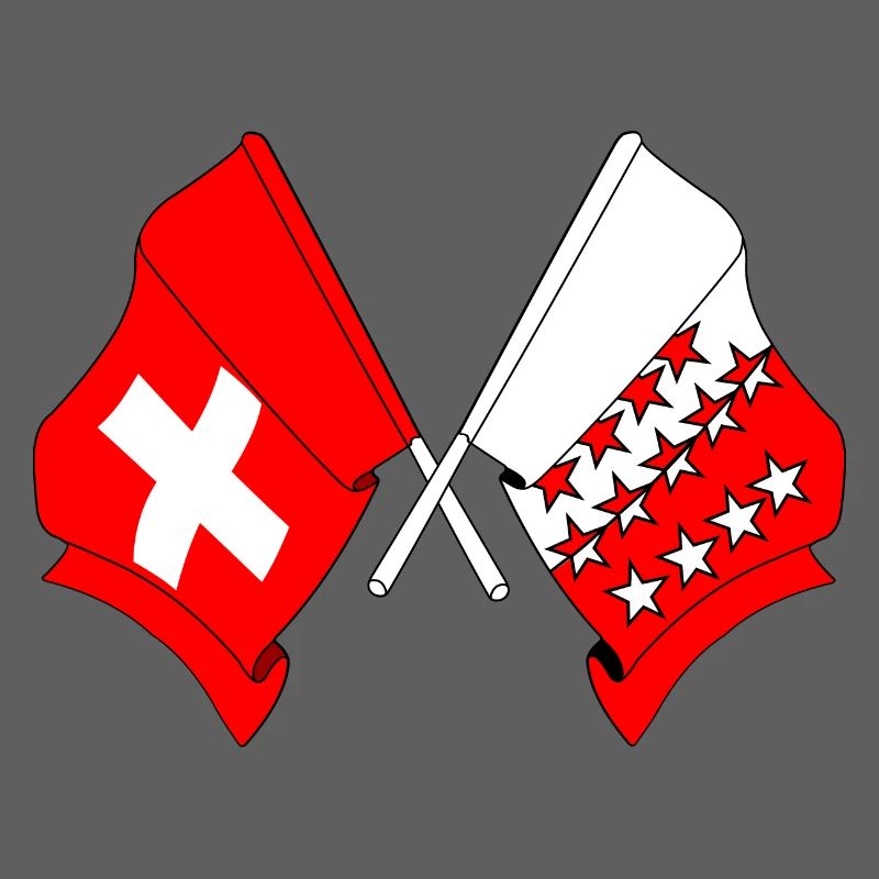 Drapeau de la Suisse et drapeau du Valais