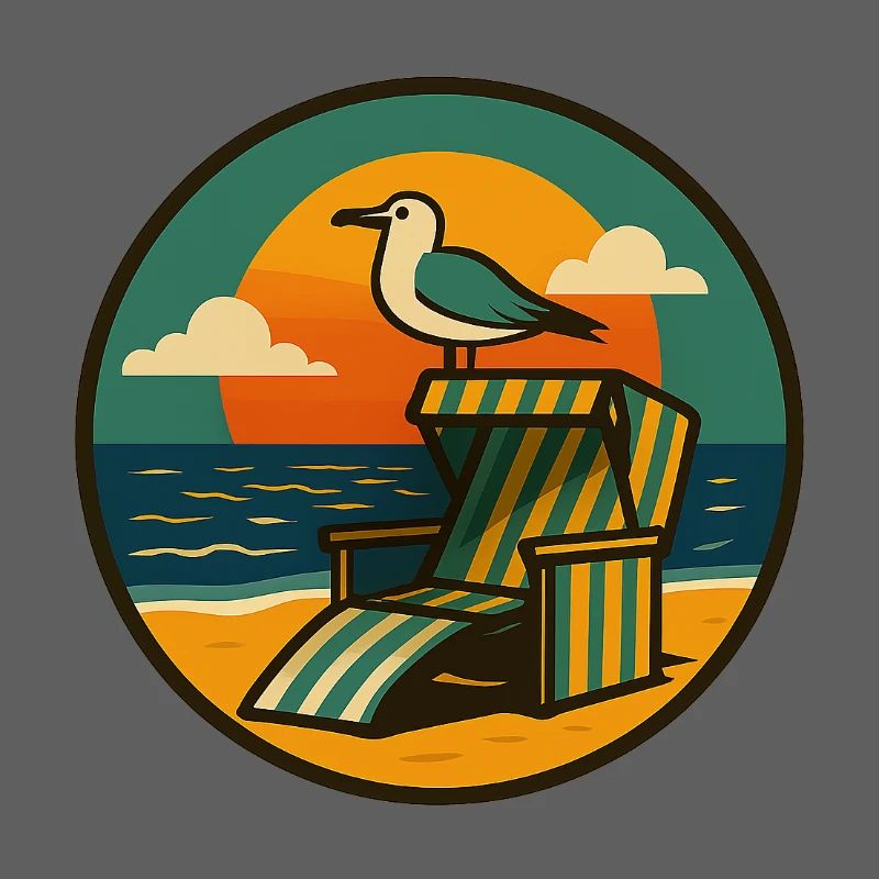 Chaise de plage design avec mouette