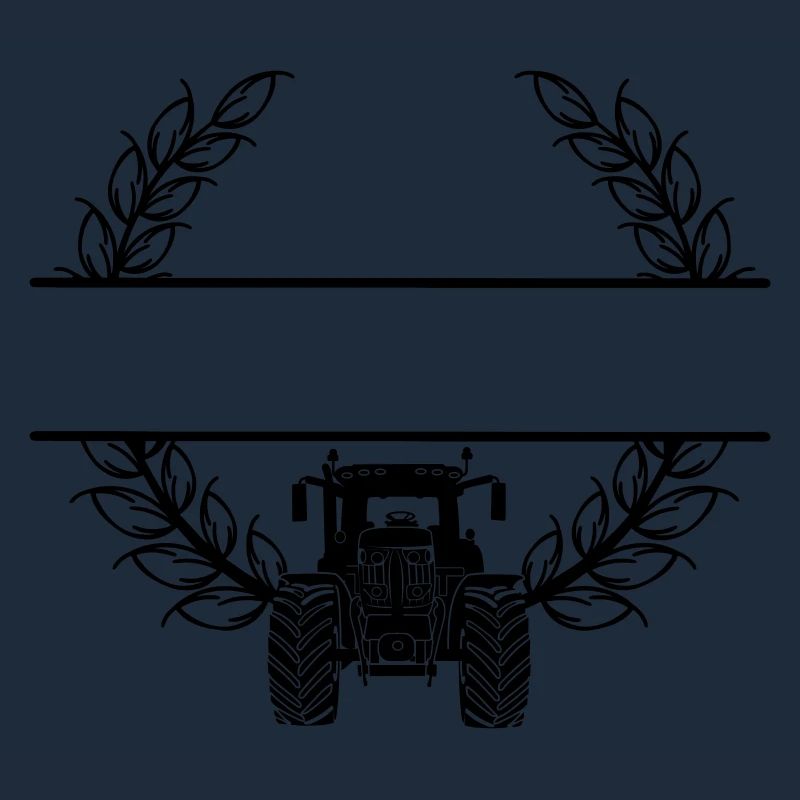 Tractor front view in wheat wreath