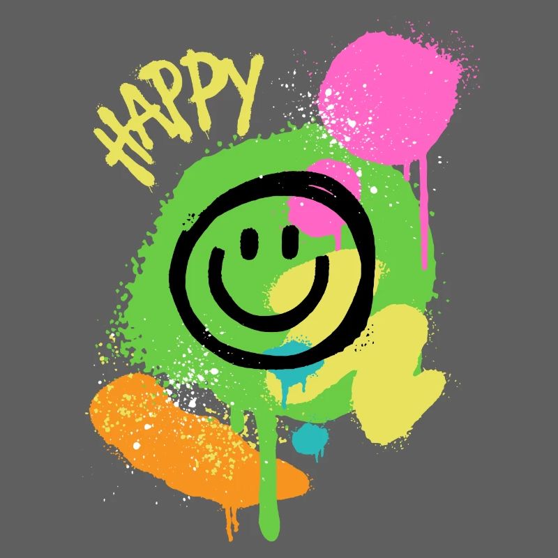 Graffiti Happy Smiley Éclaboussures de Couleur