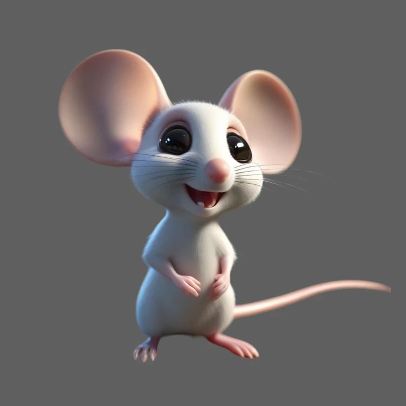 Whimsical White Mouse Charm
