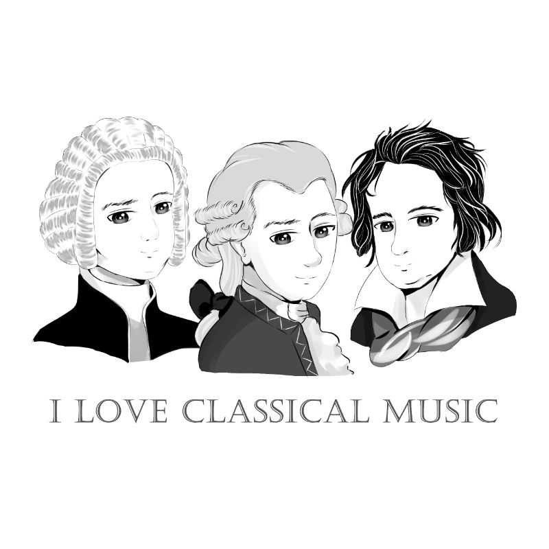 Bach - Mozart - Beethoven in chibi style