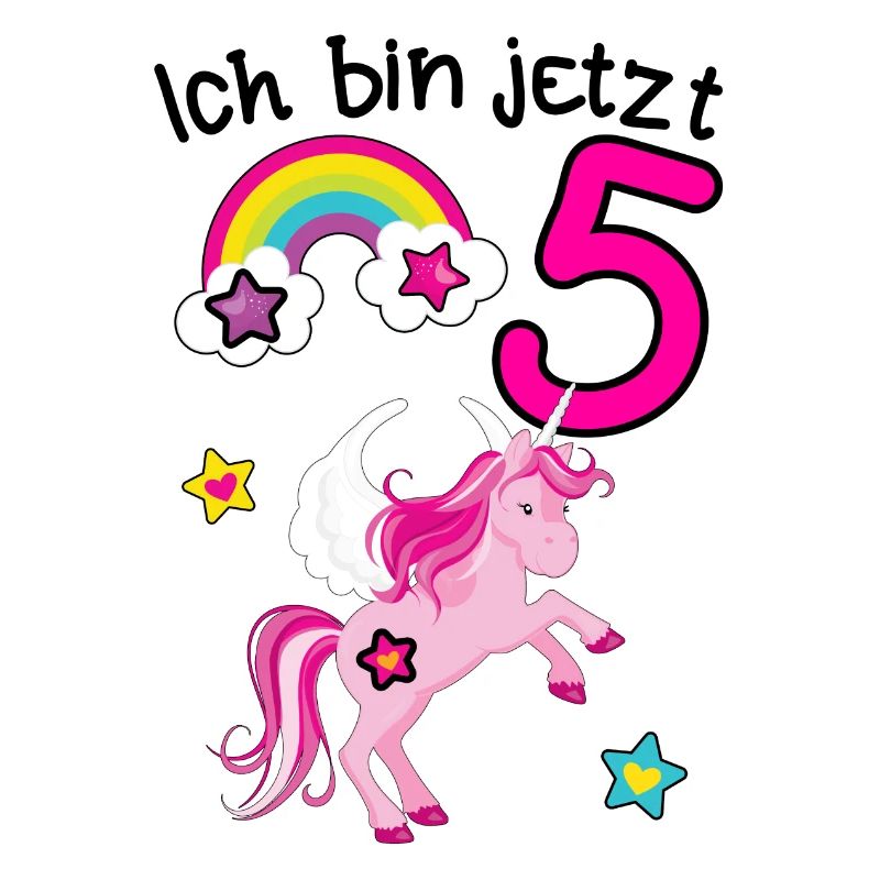Ich bin jetzt 5 Geburtstags-Einhorn mit Regenbogen