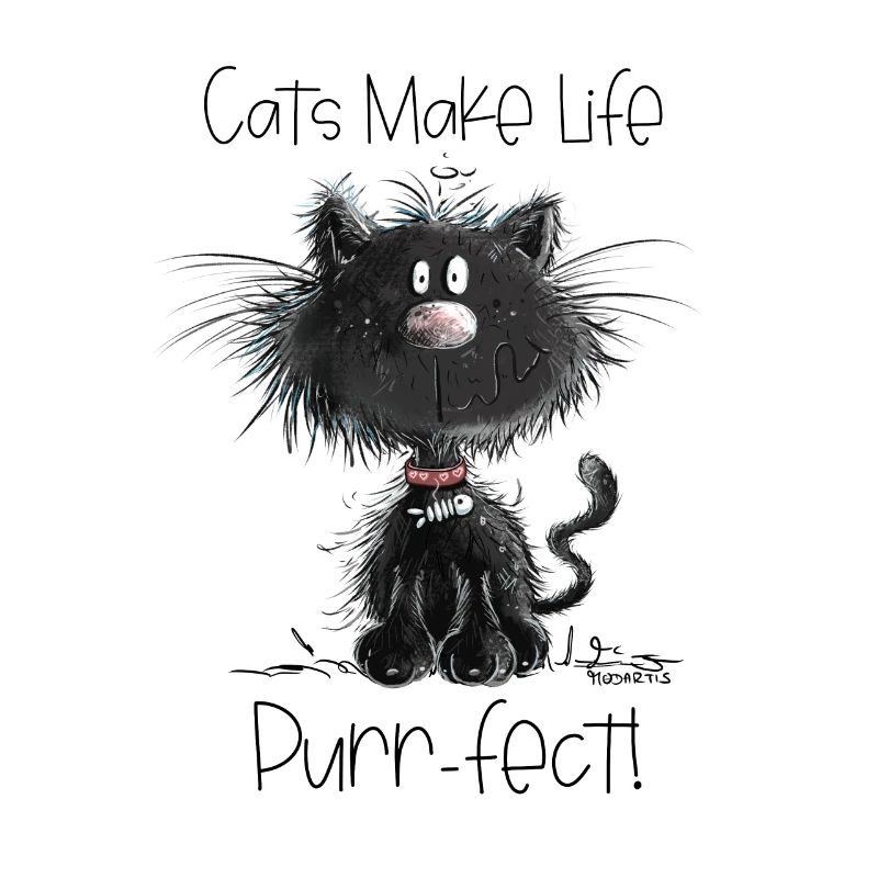Drollige Schwarze Katze Mit Katzen Spruch