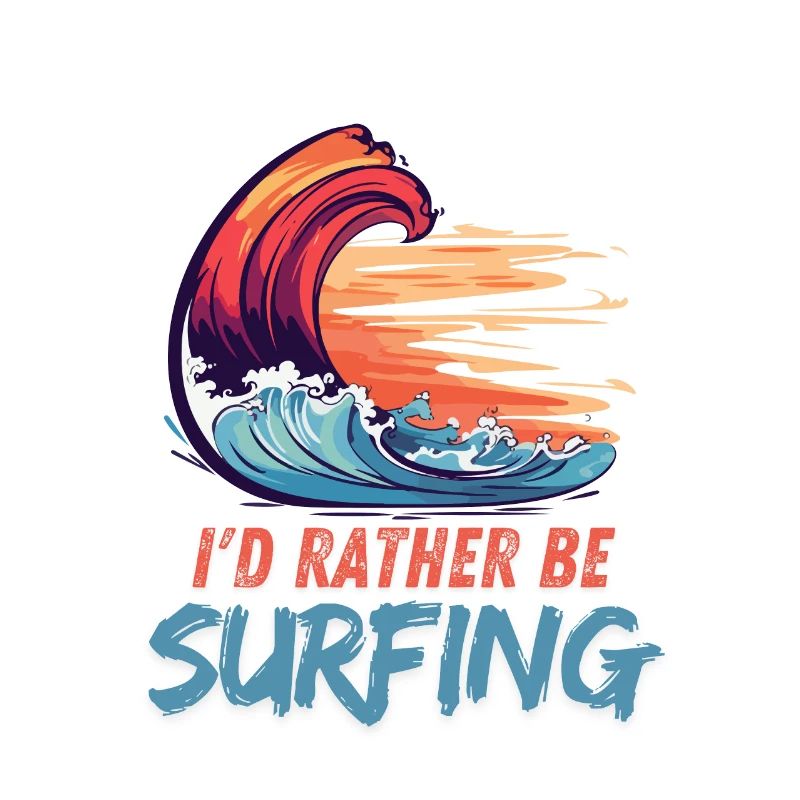 I'd Rather Be Surfing Wave Artwork