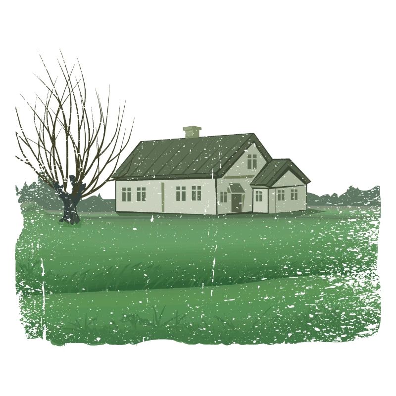 House with bare tree dirty effect