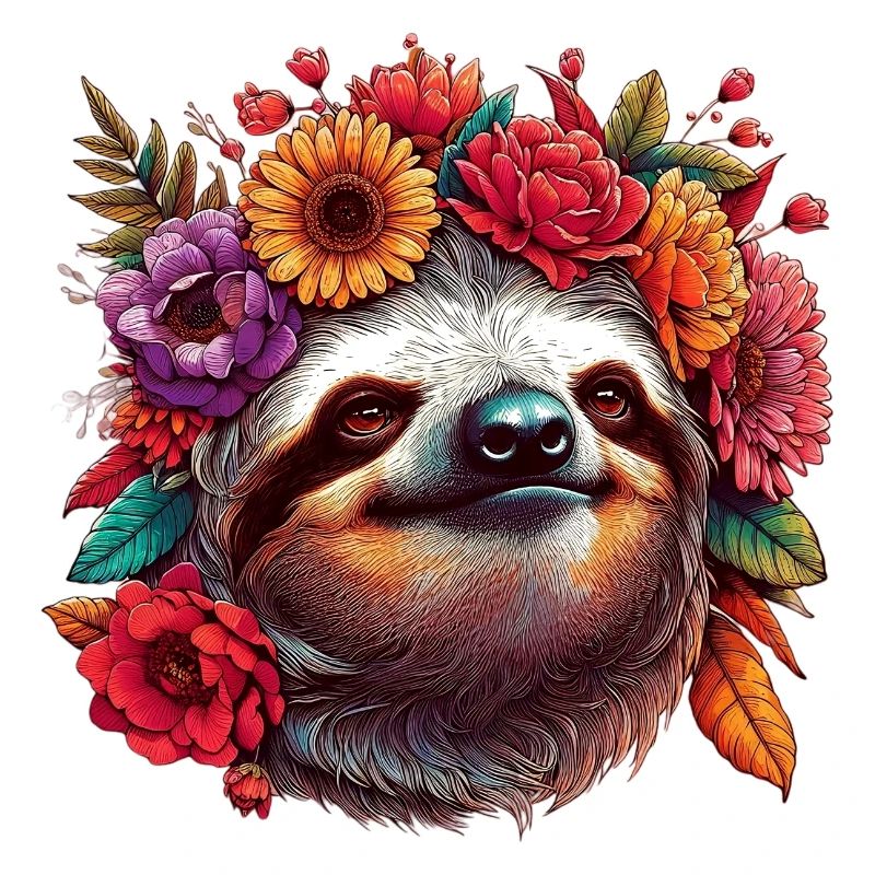 Faultier mit Blumen