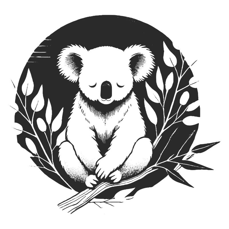 A koala surrounded by delicate eucalyptus branches