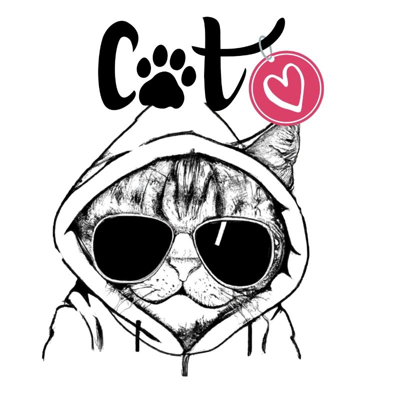 Chat à capuche avec des lunettes de soleil