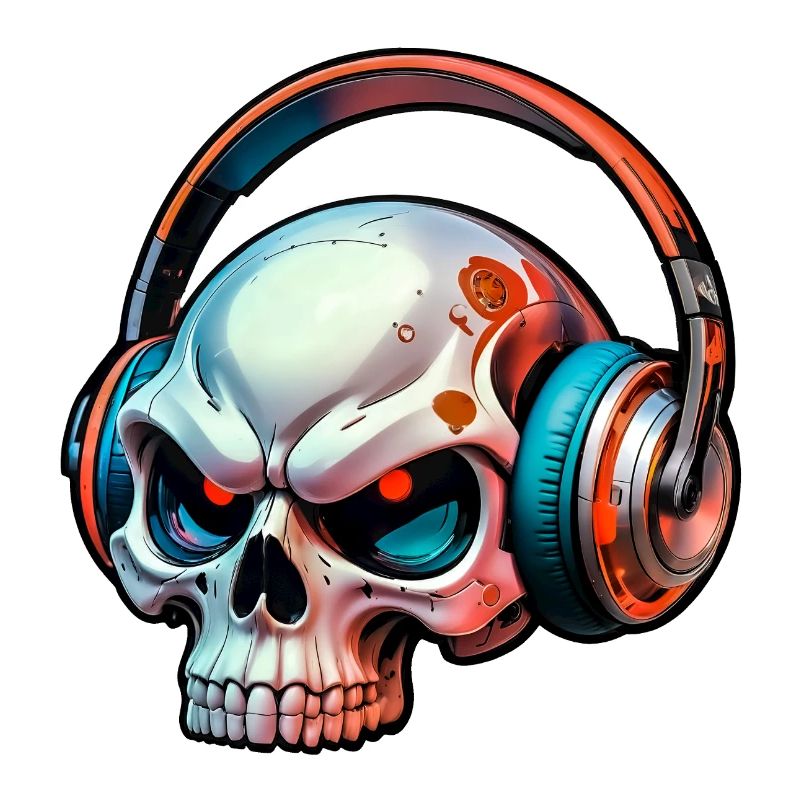 Skull with headphones