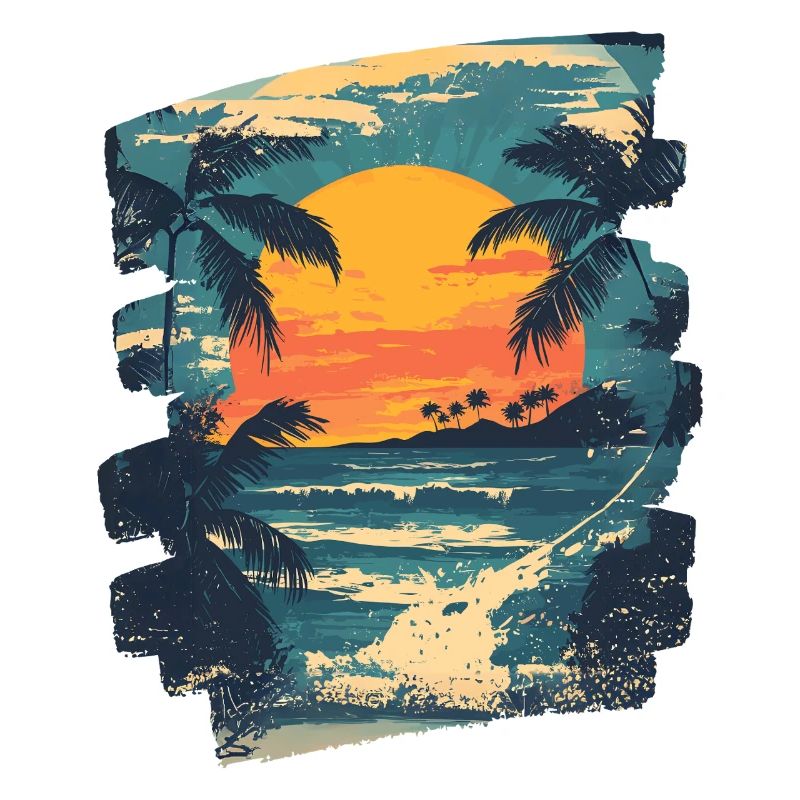 Beach Palm Trees Sunset Summer