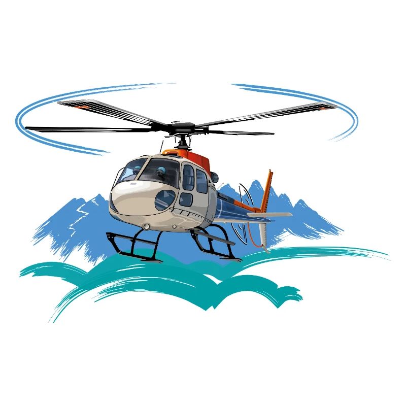 Helicopter approaching the mountains
