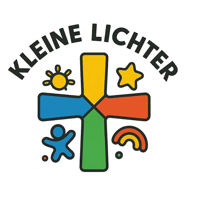 Croix colorée avec silhouette enfantine