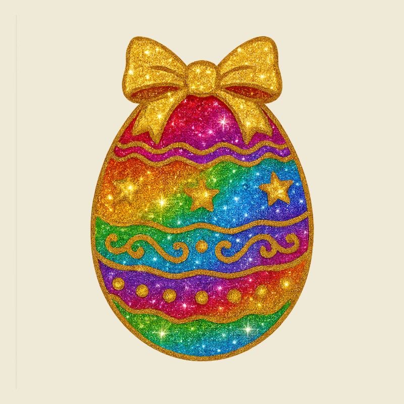 Rainbow Glitter Egg with Bow