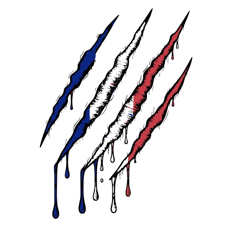 France Tricolore Claw Grunge Flag Scratch