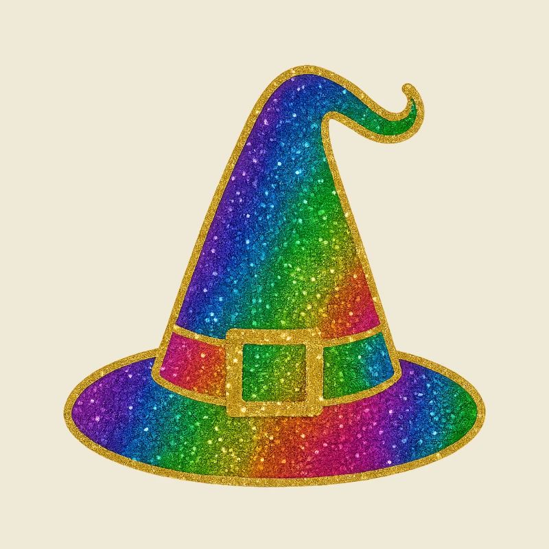 Halloween Rainbow Glitter Witch Hat