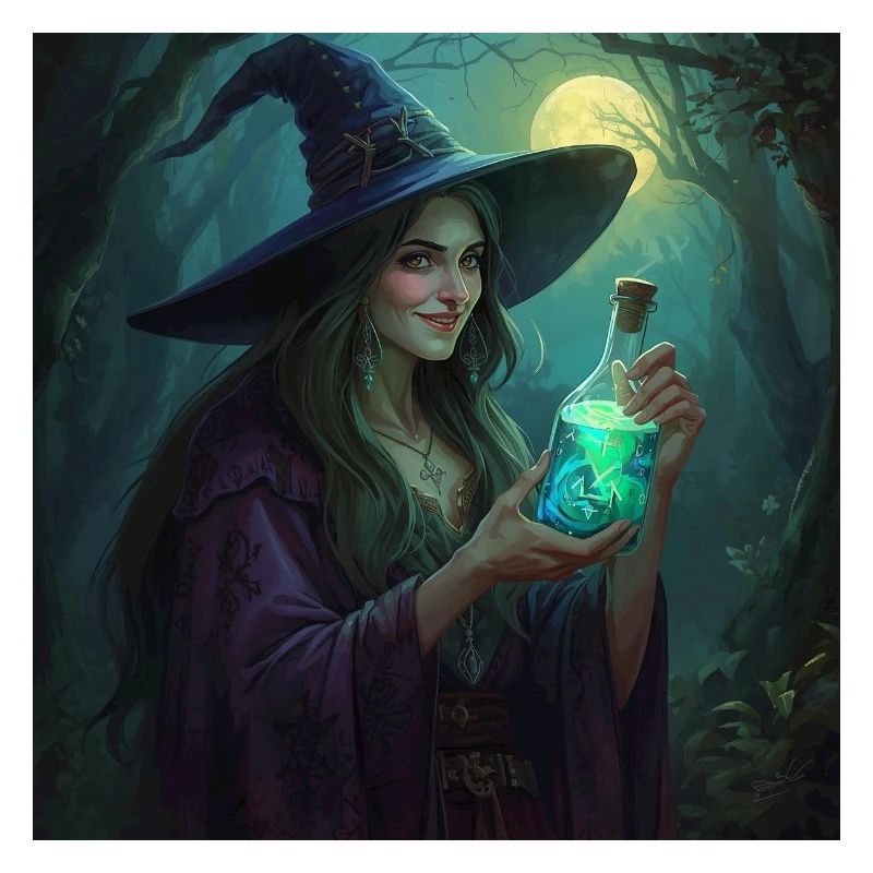 Forest Witch with Glowing Potion