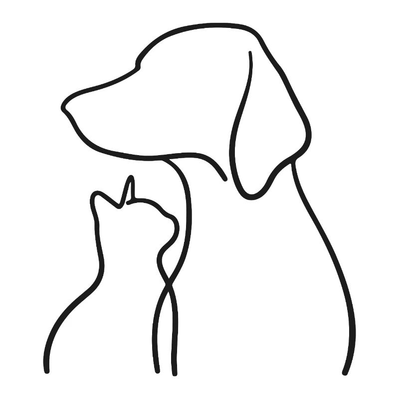 Schizzo di cane e gatto - Amicizia degli animali