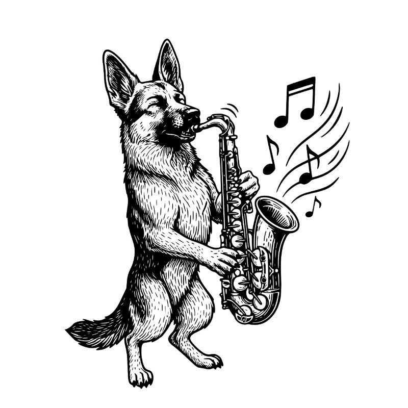 Saxophon Deutscher Schäferhund Kunst