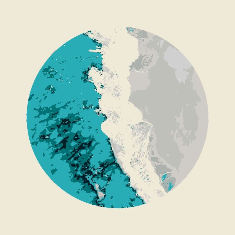 Split Earth Teal Moon